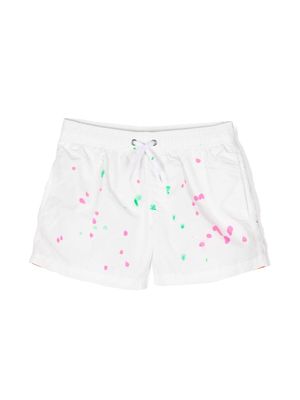Sundek short de bain à détail taches de peinture - Blanc