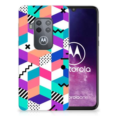 Motorola One Zoom | TPU Hoesje | Blokken Kleurrijk