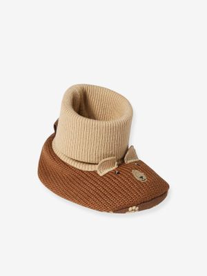 Soepele tricot babyslofjes bruin