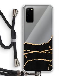 Gouden marmer: Samsung Galaxy S20 Transparant Hoesje met koord