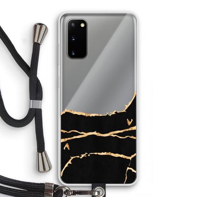 Gouden marmer: Samsung Galaxy S20 Transparant Hoesje met koord