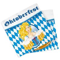 60x Oktoberfest themafeest servetten blauw 33 x 33 cm papier - thumbnail