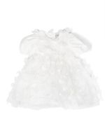 Simonetta robe en tulle à fleurs appliquées - Blanc