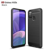 Voor Galaxy M30s geborsteld textuur koolstofvezel TPU case (zwart)
