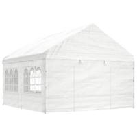 Prieel met dak 4,46x4,08x3,22 m polyetheen wit