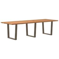 Eettafel met natuurlijke rand 280x100x74 cm massief eikenhout
