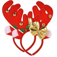Christmas Decoration kerst haarband - 2x - rendier gewei strik- rood - Verkleedattributen - thumbnail
