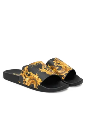 Versace Jeans Couture Fondo Slippers Heren Zwart - Maat 40 - Kleur: GoudZwart | Soccerfanshop