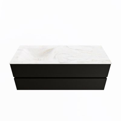 MONDIAZ VICA-DLUX 130cm badmeubel onderkast Urban 2 lades. Inbouw wastafel CLOUD links zonder kraangat, kleur Ostra.