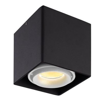 Dimbare LED Opbouwspot plafond Esto - Zwart met witte afdekring - IP20 - kantelbaar - 4W 2700K - voor droge ruimtes