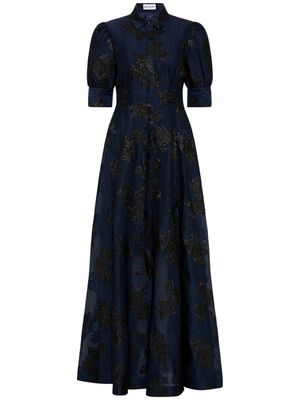Rebecca Vallance robe longue Antoinette à fleurs en jacquard - Bleu