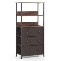 Ladekast met 3 Laden en Open Planken Ladekast met Metalen Frame 117 cm Opslag Rek voor Slaapkamer Woonkamer Kantoor