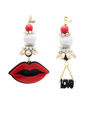 Amir Slama boucles d'oreilles pendantes à design asymétrique - Rouge