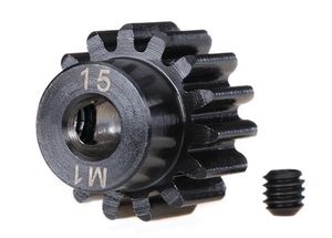 Gear, 15-T pinion (machined) (1.0 metric pitch) (fits 5mm shaft)/ set screw (TRX-6487R)