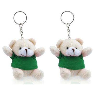 Pluche teddybeer knuffel sleutelhanger - 15x stuks - groen - 8 cm - Beren dieren sleutelhangers