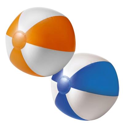 Impression Strandbal - opblaasbaar - zwembad speelgoed - oranje / blauw - D26 cm