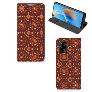 OPPO A74 4G Hoesje met Magneet Batik Brown