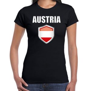 Oostenrijk landen supporter t-shirt met Oostenrijkse vlag schild zwart dames