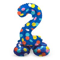 Folat BV Staande Folieballon Colorful Dots Cijfer 2 72cm - thumbnail