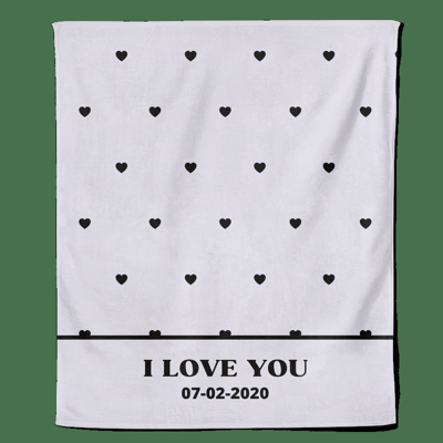 Valentijn Fleecedeken Hartjes met datum - Pillow Buddies