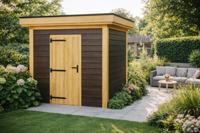 Blokhut Zoetermeer 250x250 cm Douglas blank met vuren rabat wanden zwart (Incl. EPDM)- - - Van Kooten