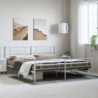 Bedframe met hoofd- en voeteneinde metaal wit 193x203 cm Bedframe met hoofd- en voeteneinde metaal wit 193x203 cm