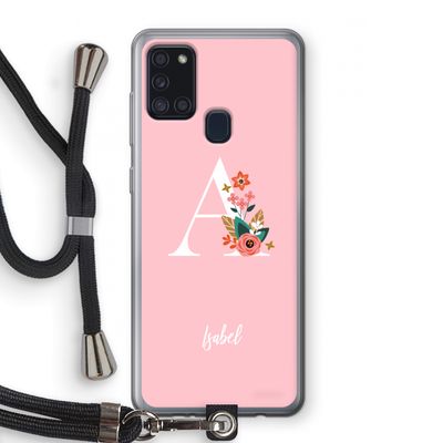 Pink Bouquet: Samsung Galaxy A21s Transparant Hoesje met koord