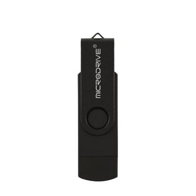 MicroDrive 8GB USB 2 0 telefoon en computer dual-use Rotary OTG Metal U disk (zwart)