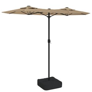 The Living Store Parasol Dubbel Taupe en Donkergrijs - 316x145x240cm - LED