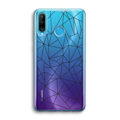 Geometrische lijnen zwart: Huawei P30 Lite Transparant Hoesje