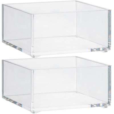 Set van 2x stuks 5five make-up houder box - 9,5 x 9.5 x 5 cm - transparant kunststof - organizer bak Set van 2x stuks 5five make-up houder box - 9,5 x 9.5 x 5 cm - transparant kunststof - organizer bak