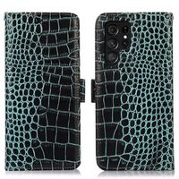 Crocodile Series Samsung Galaxy S23 Ultra 5G Wallet Leren Hoesje met RFID - Groen - thumbnail