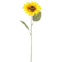 Kunstbloem Zonnebloem tak - 62 cm - geel - kunst zijdebloem - decoratie bloemen - thumbnail