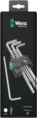 Wera 950 PKL/9 SM N SB Stifsleutelset, metrisch, verchroomd, 9-delig - 1 stuk(s) - 05073391001