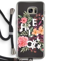 Hello in flowers: Samsung Galaxy S7 Edge Transparant Hoesje met koord