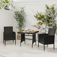 3-delige Tuinset poly rattan zwart
