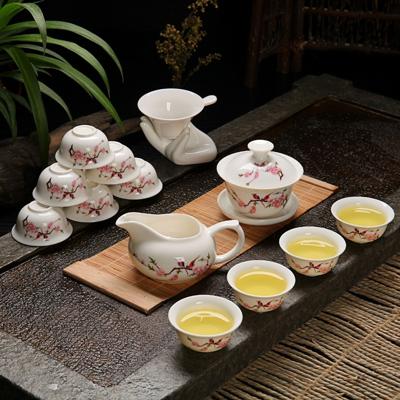 Keramiek Kung Fu Teaware theepot theekopje set (zingende vogels en geurige bloemen)