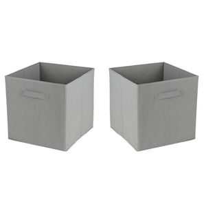 Opbergmand/kastmand Square Box - 4x - karton/kunststof - 29 liter - grijs - 31 x 31 x 31 cm