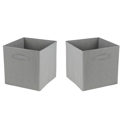 Opbergmand/kastmand Square Box - 4x - karton/kunststof - 29 liter - grijs - 31 x 31 x 31 cm