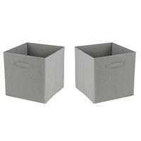 Opbergmand/kastmand Square Box - 4x - karton/kunststof - 29 liter - grijs - 31 x 31 x 31 cm