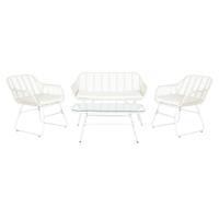 Bank en tafel set DKD Home Decor Metaal Synthetische rotan 124 x 74 x 84 cm