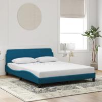 Bedframe met hoofdeinde fluweel blauw 160x200 cm - thumbnail