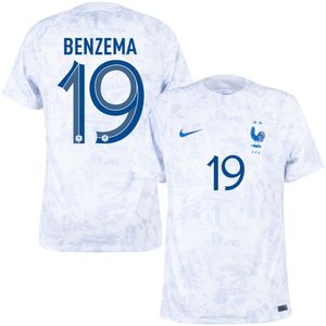 Frankrijk Shirt Uit 2022-2023 + Benzema 19