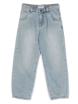 Moschino Kids jean droit à logo brodé - Bleu