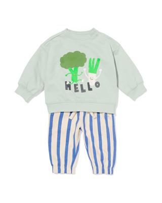 HEMA Babykledingset comfy fit strepen groen (groen)