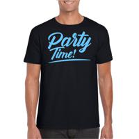 Verkleed T-shirt voor heren - party time - zwart - blauw glitter - carnaval/themafeest - thumbnail