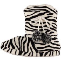 Dames pantoffels zebra motief in het zwart - thumbnail