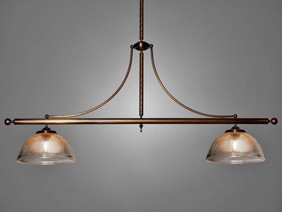 Grote hanglamp glas Chios antiek brons gegibeld glas