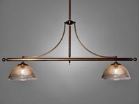 Grote hanglamp glas Chios antiek brons gegibeld glas