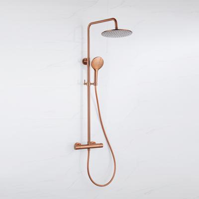 Fortifura Calvi Regendoucheset - thermostatisch - 30cm hoofddouche - gladde slang - ronde handdouche - Geborsteld koper PVD (Koper) SW1159502 SW1139124 SW970047 SW799407